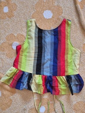 ASOS Multicolor Striped Ruffle Hem Tank Top